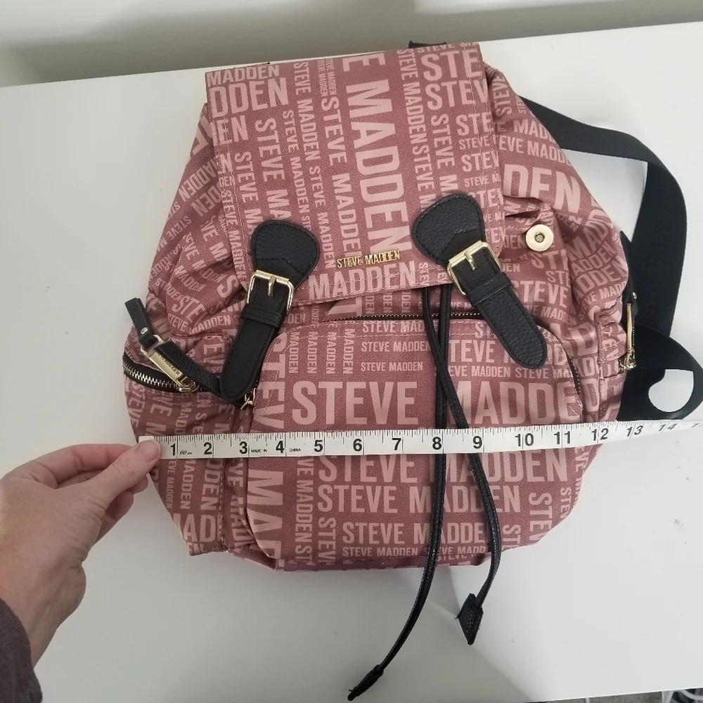 Steve Madden Branded Satin Drawstring Backpack Blush Pink